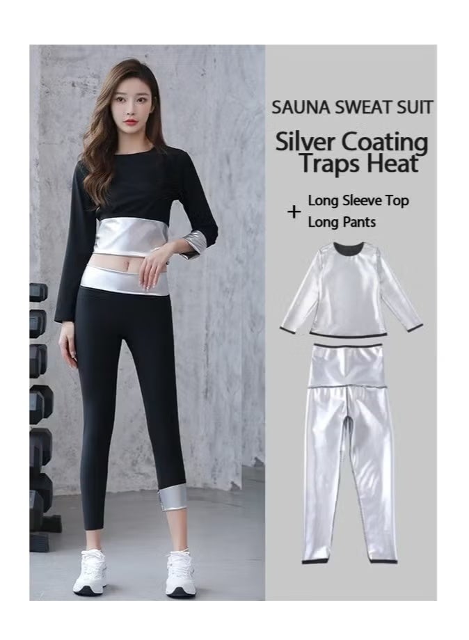 YS Sauna Suit Set for Women, Long Sleeve + Pants, Burn More, Sweat More, Sweat Enhancing Workout Outfit for Weight Loss - Image 1