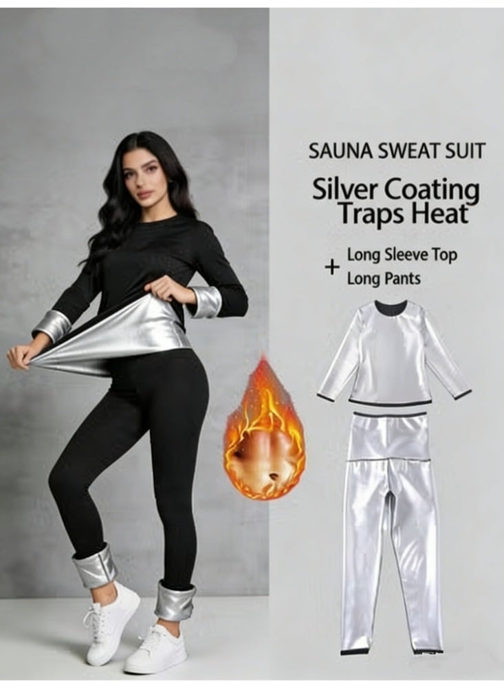 YS Sauna Suit Set for Women, Long Sleeve + Pants, Burn More, Sweat More, Sweat Enhancing Workout Outfit for Weight Loss - Image 1