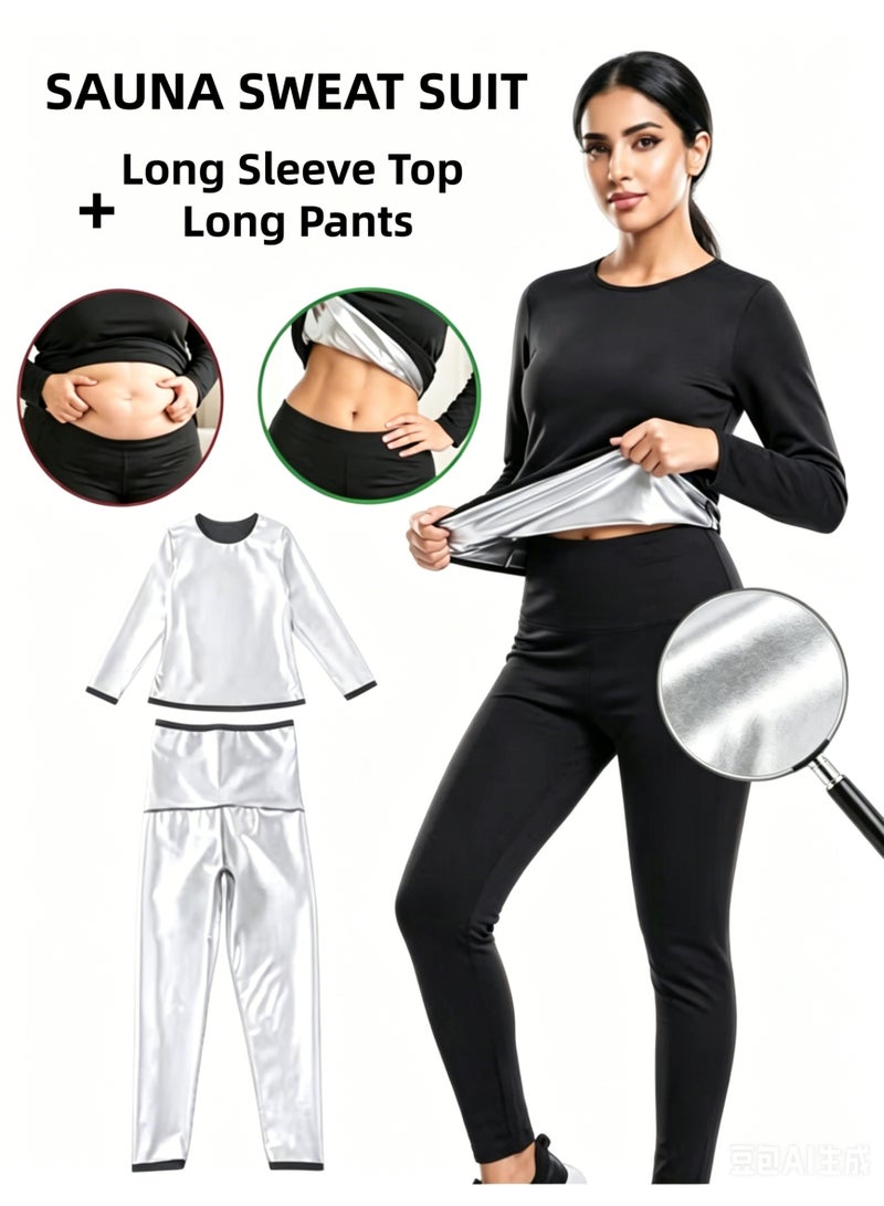 YS Sauna Suit Set for Women, Long Sleeve + Pants, Burn More, Sweat More, Sweat Enhancing Workout Outfit for Weight Loss - Image 1