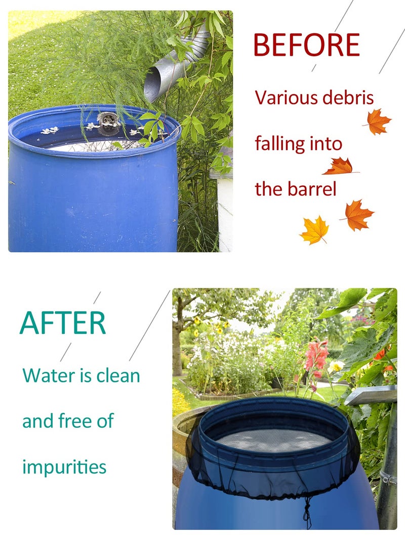Big Gun Mesh Cover for Rain Barrels - 2pcs 39in Rain Barrel Netting with Drawstring, Water Collection Buckets Tank Protector Screen for Preventing Fallen Leaves in Outdoor Garden Eaves - Image 3
