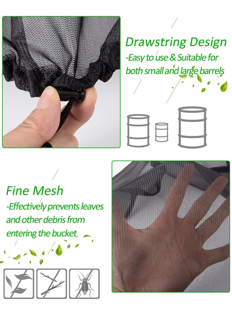 Big Gun Mesh Cover for Rain Barrels - 2pcs 39in Rain Barrel Netting with Drawstring, Water Collection Buckets Tank Protector Screen for Preventing Fallen Leaves in Outdoor Garden Eaves - Image 4