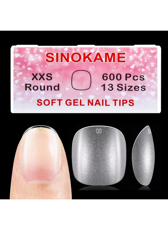 SINOKAME Extra Extra Short Round Gel Nail Tips, SINOKAME Extra Short Press on Fake Nails Clear Round, Full Matte No File Small Petite Child Size Nails for Nail Extension,600 Pcs 13 Sizes with Refills 4&5 - Image 1