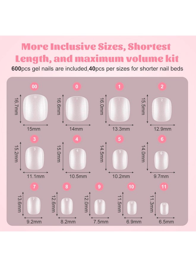 SINOKAME Extra Extra Short Round Gel Nail Tips, SINOKAME Extra Short Press on Fake Nails Clear Round, Full Matte No File Small Petite Child Size Nails for Nail Extension,600 Pcs 13 Sizes with Refills 4&5 - Image 5