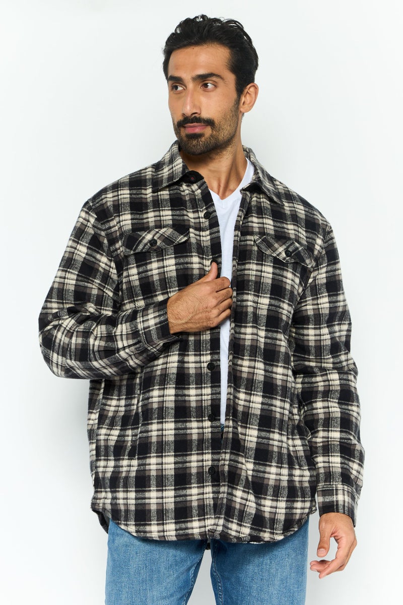 Rainforest قميص جاكيت مزخرف للرجال، رمادي غامق - Image 1