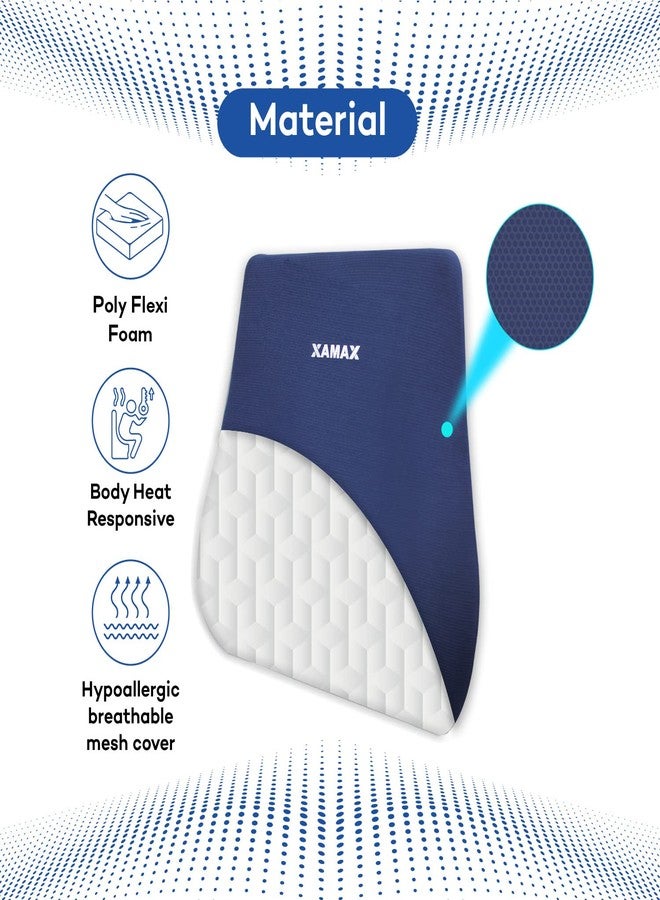 XAMAX Amron Backrest Pro F Lumbar Support Pillow Back Cushion Orthopedic for Car Seat | Office Chair | Full Back Support | Blue, Foam - Image 4