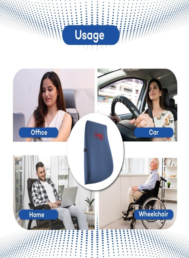 XAMAX Amron Backrest Pro F Lumbar Support Pillow Back Cushion Orthopedic for Car Seat | Office Chair | Full Back Support | Blue, Foam - Image 3