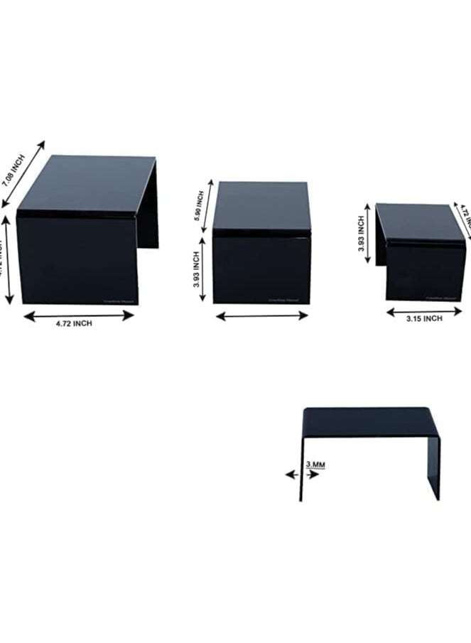 Creative Planet Black Acrylic display riser for figurines pastry cake dessert. Table decorations (Rectangle - 3", 4", 5") - Image 3