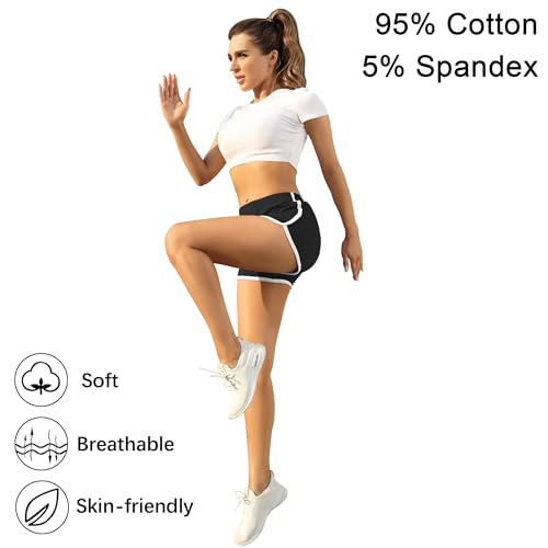 URATOT Women's Cotton Shorts Gym Shorts Yoga Shorts Summer Running Active Shorts Dance, Pack of 2 - Image 2