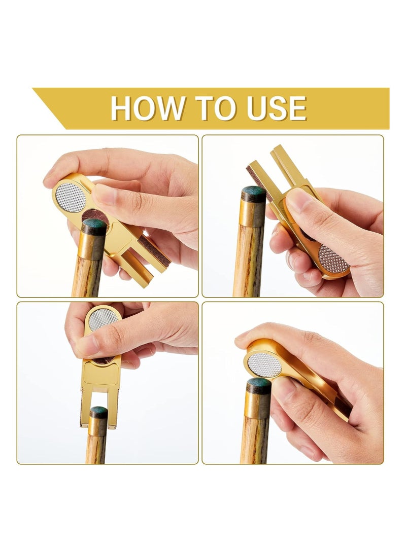 SOLARAE 2 Pcs Billiards Pool Cue Tip Shaper Tool U Shaped Cue Tip Scuffer Burnisher Metal Cue Tip Sander Cue Stick Tool U Shaped Multi Functional Cue Tip Trimmers Tapper with Sandpaper - Image 2