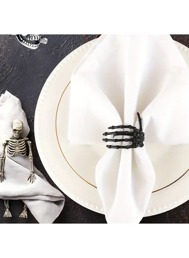 Black Halloween Skull Hand Napkin Ring For Home And Party Decorations - Image 2