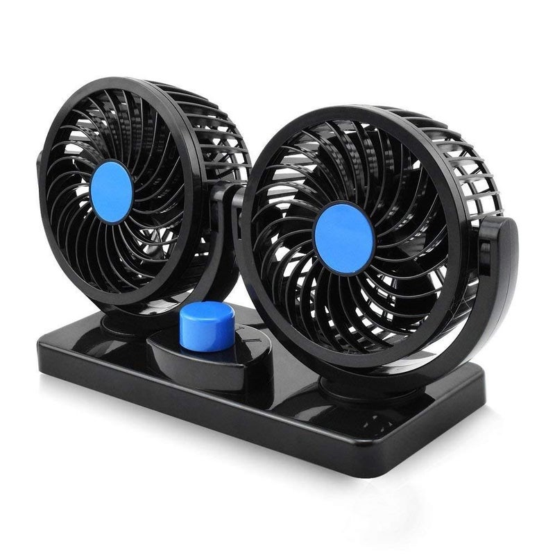 G13 DC 12VElectric Car Fan for Dashboard, Double Head Cooling Electric Fan, 360 Degree Rotatable Small Fan for Car with 2 Speed Control, ABS Plastic, Dashboard Fan - Image 1