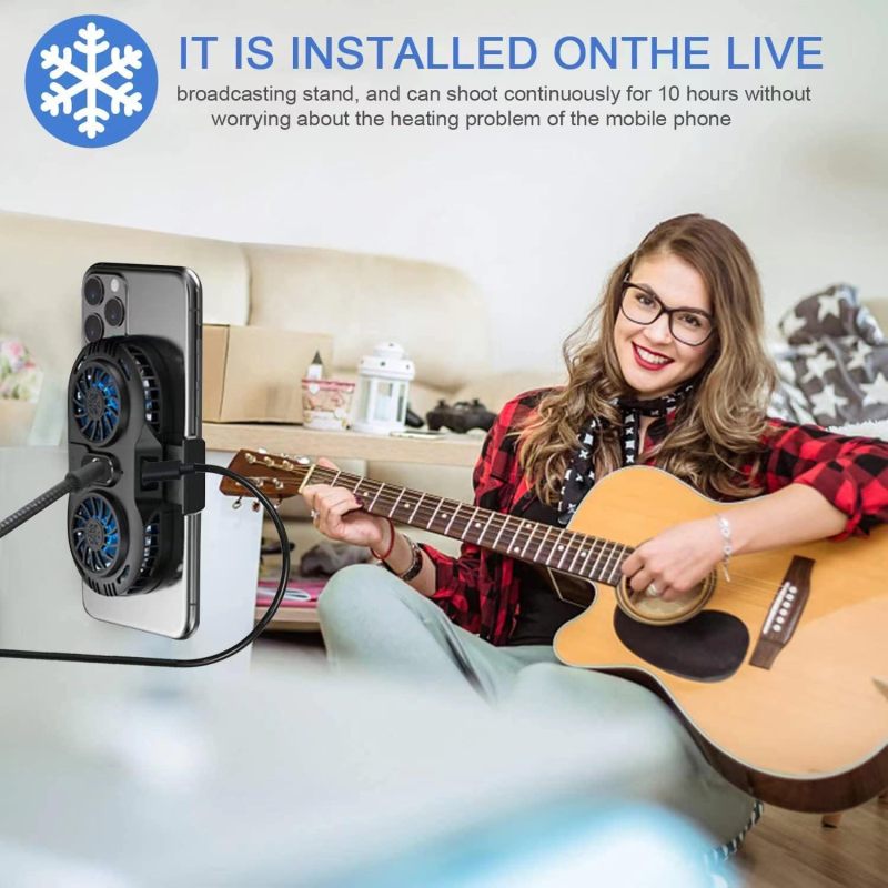 Phone Cooler: Dual Semiconductor Refrigeration Chips - 6-8 Cm Width Compatible Mobile Radiator for Live Broadcast Outdoor Shooting Extended Streaming Filming - Image 5