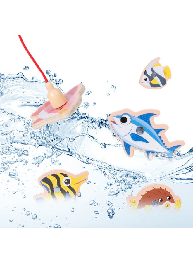 Hedge Magnetic Fishing Game Toy Set for Kids 3+ Years Wooden Educational Fishing Toy with 33 Sea Animals Magnetic Fishing Rod Early Learning & Hand-Eye Coordination Montessori Toy - Image 4