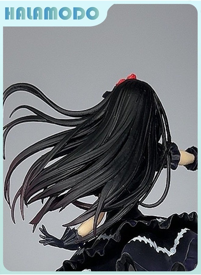 Date A Live Meticulously crafted Anime Figurine of Kurumi Tokisaki in Black Attire with Interchangeable Faces in a Cool and Dashing Style, a Decorative Highlight for Desktops and Car Dashboards 23 cm