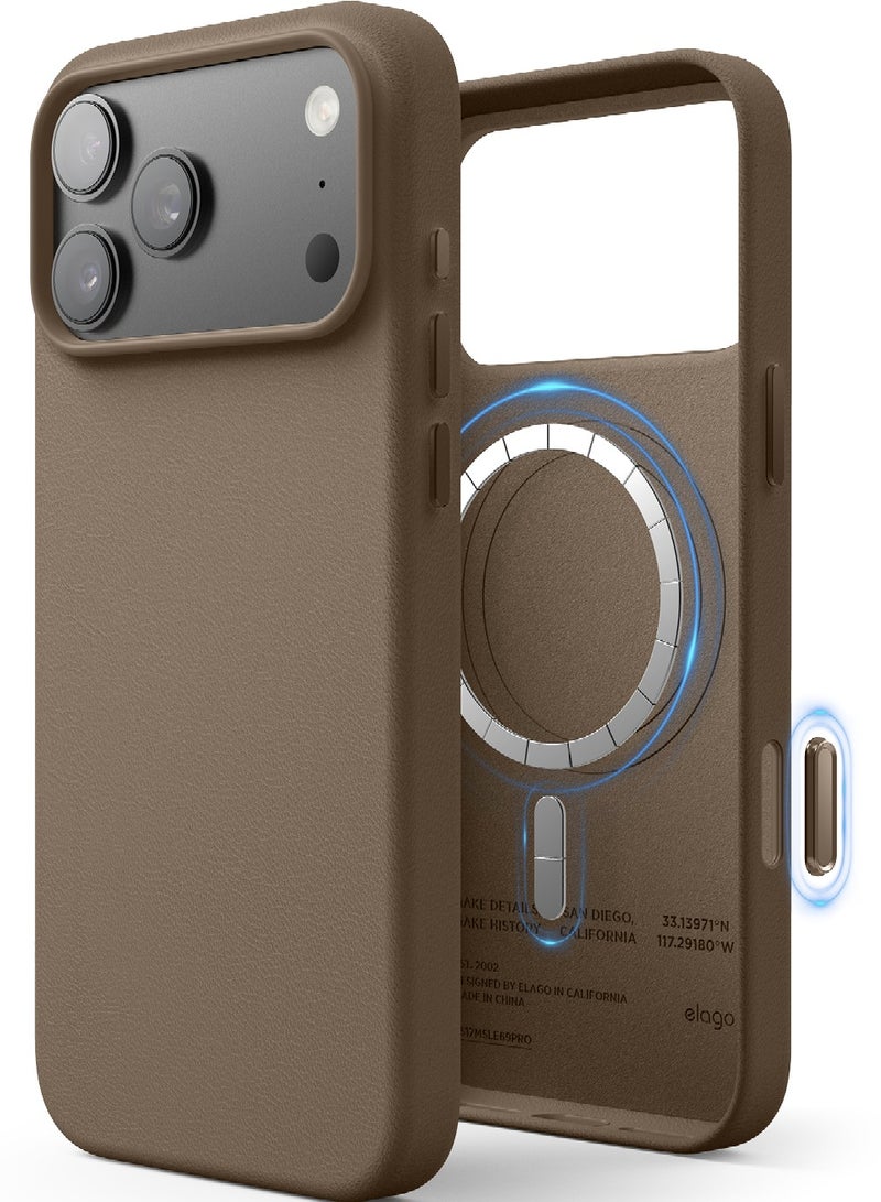 Elago حافظة جلدية مغناطيسية لآيفون 17 برو ماكس (2025) [غطاء زر التحكم في الكاميرا] جلد نباتي، مضادة للصدمات، مقاومة للماء [متوافقة مع ماغسيف] - توبي - Image 1