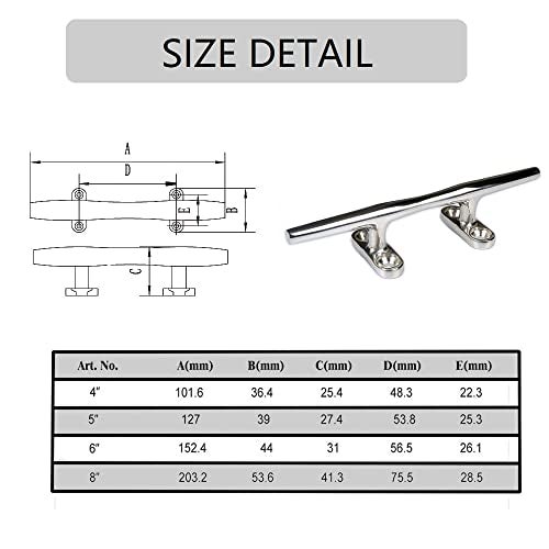 Thorn Boat Dock 4 Inch Cleat Marine Stainless Steel Open Base Cleats (4-in,4-Pack) - Image 3