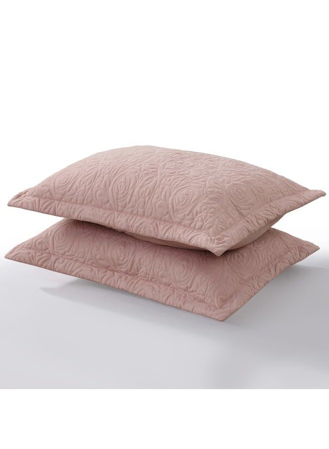 MarCielo 2-Piece Embroidered Pillow Shams, Decorative Microfiber Pillow Covers Set (Teacup Rose, Standard) - Image 3
