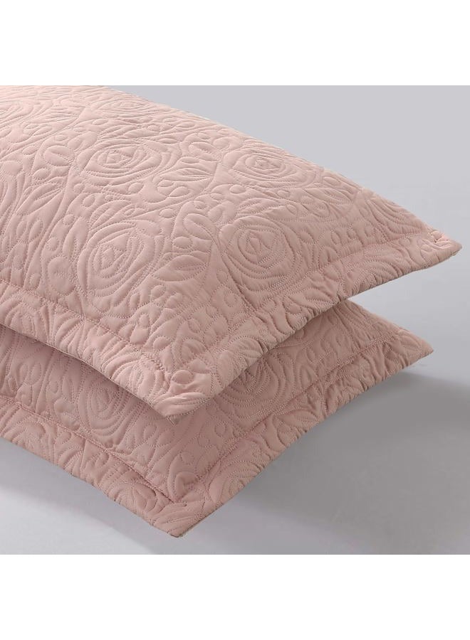 MarCielo 2-Piece Embroidered Pillow Shams, Decorative Microfiber Pillow Covers Set (Teacup Rose, Standard) - Image 4