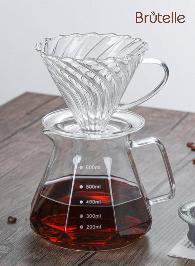بريتيل ماكينة صنع القهوة بالتنقيط صب أكثر من مجموعة 600 مل لـ 4 أكواب منقط القهوة مع إبريق زجاجي لتقديم القهوة لبار القهوة في المنزل والمكتب - Image 1
