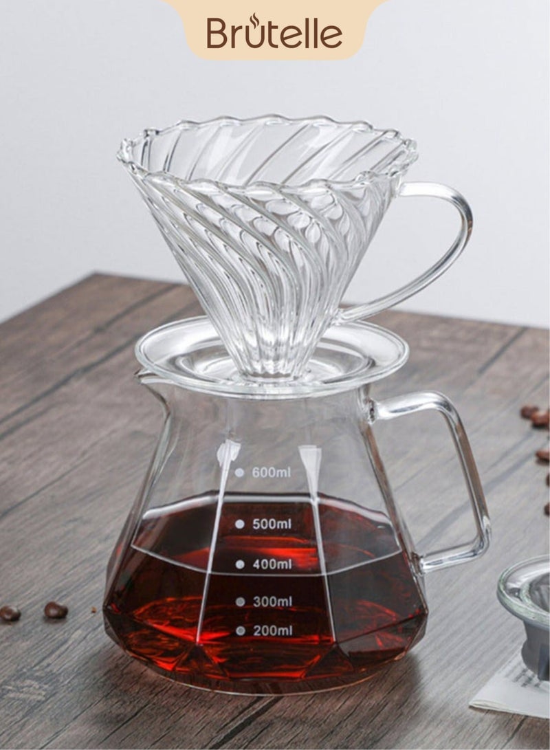 بريتيل ماكينة صنع القهوة بالتنقيط صب أكثر من مجموعة 600 مل لـ 4 أكواب منقط القهوة مع إبريق زجاجي لتقديم القهوة لبار القهوة في المنزل والمكتب - Image 1