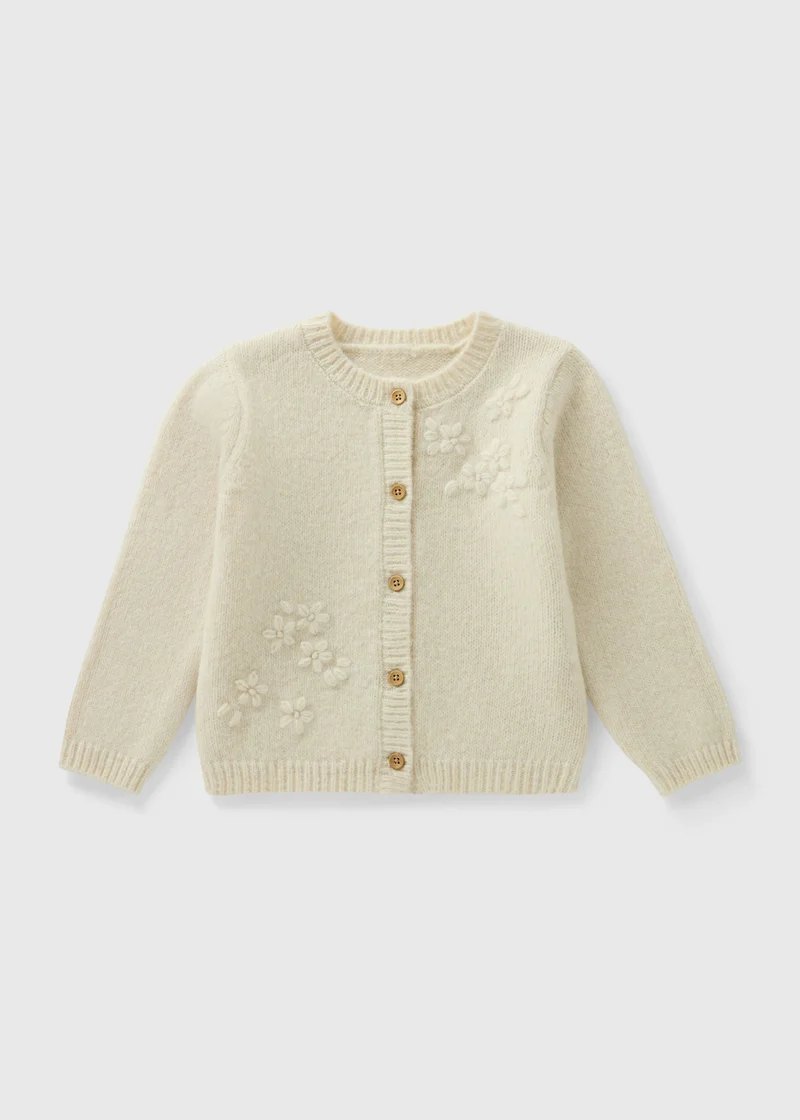 Matalan Girls Cream Flower Embroidered Cardigan
