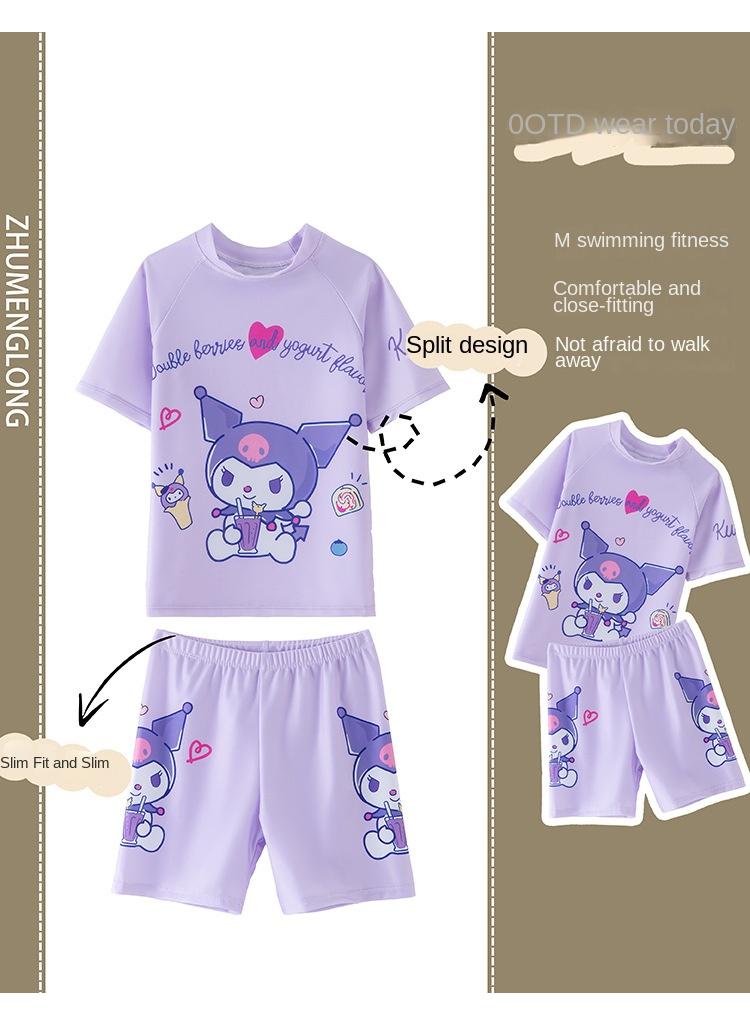 XiuWoo Kuromi Swimsuits for Girls Swimwear Cartoon Beach Bathing Suit with Swimming - Image 2