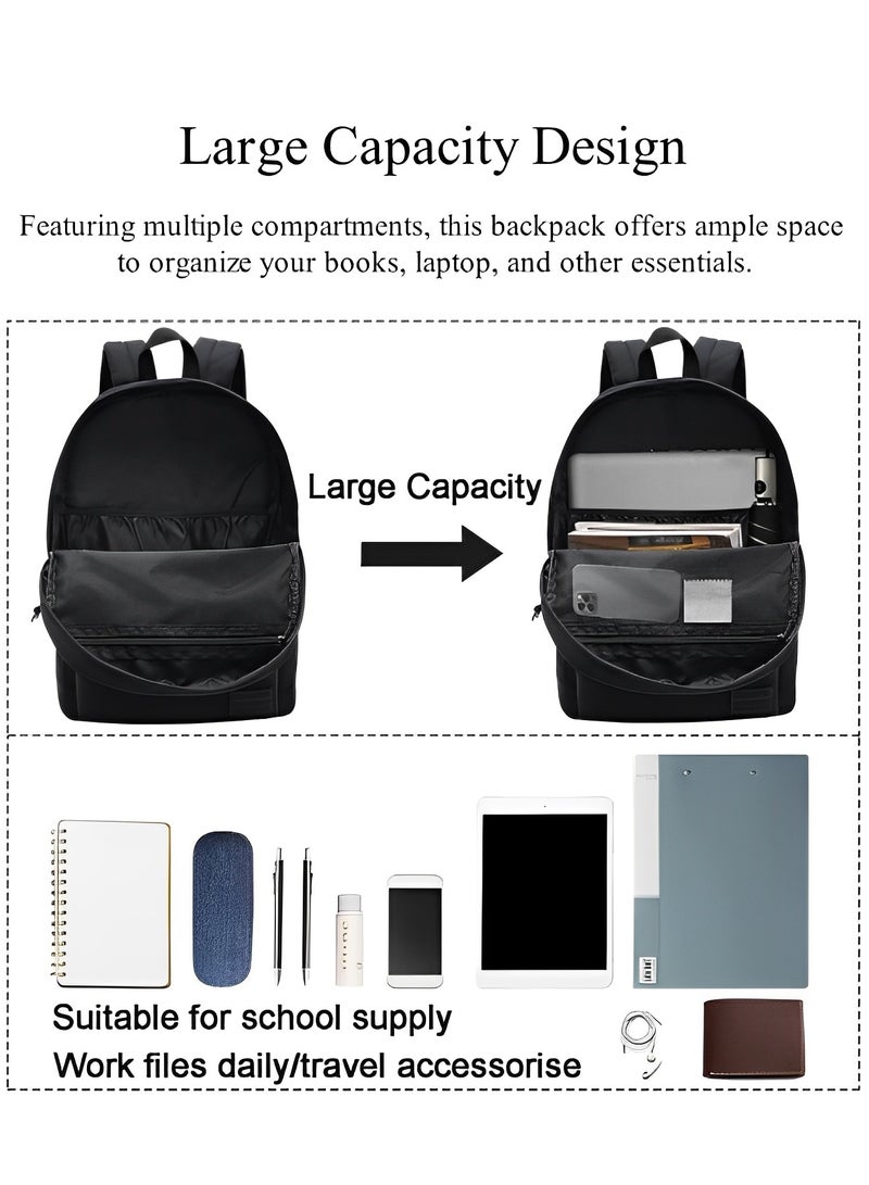 HALAMODO Classical Basic Travel Backpack Lightweight Casual Travel Backpack Laptop Backpack High School Backpack Bookbag for College School Teens Boys and Girls - Image 4