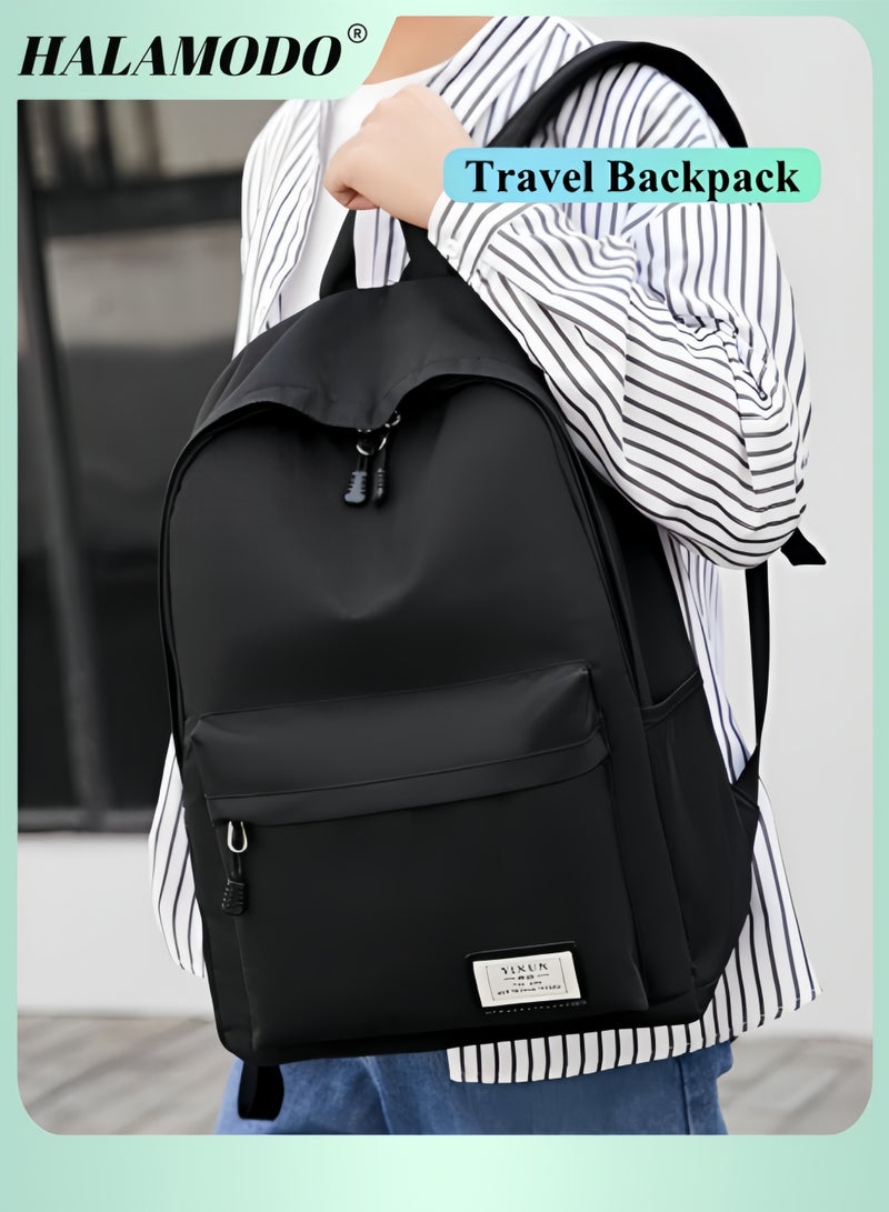 HALAMODO Classical Basic Travel Backpack Lightweight Casual Travel Backpack Laptop Backpack High School Backpack Bookbag for College School Teens Boys and Girls - Image 1