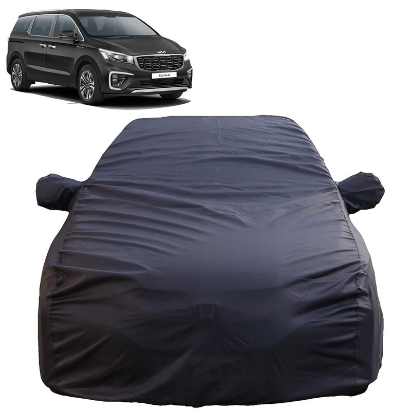 Autofact Waterproof Car Body Cover Compatible with Kia Carnival with Mirror Pockets, 4 x 4 American Matty, Long Lasting Strong Durable Material, Grey Color - Image 1