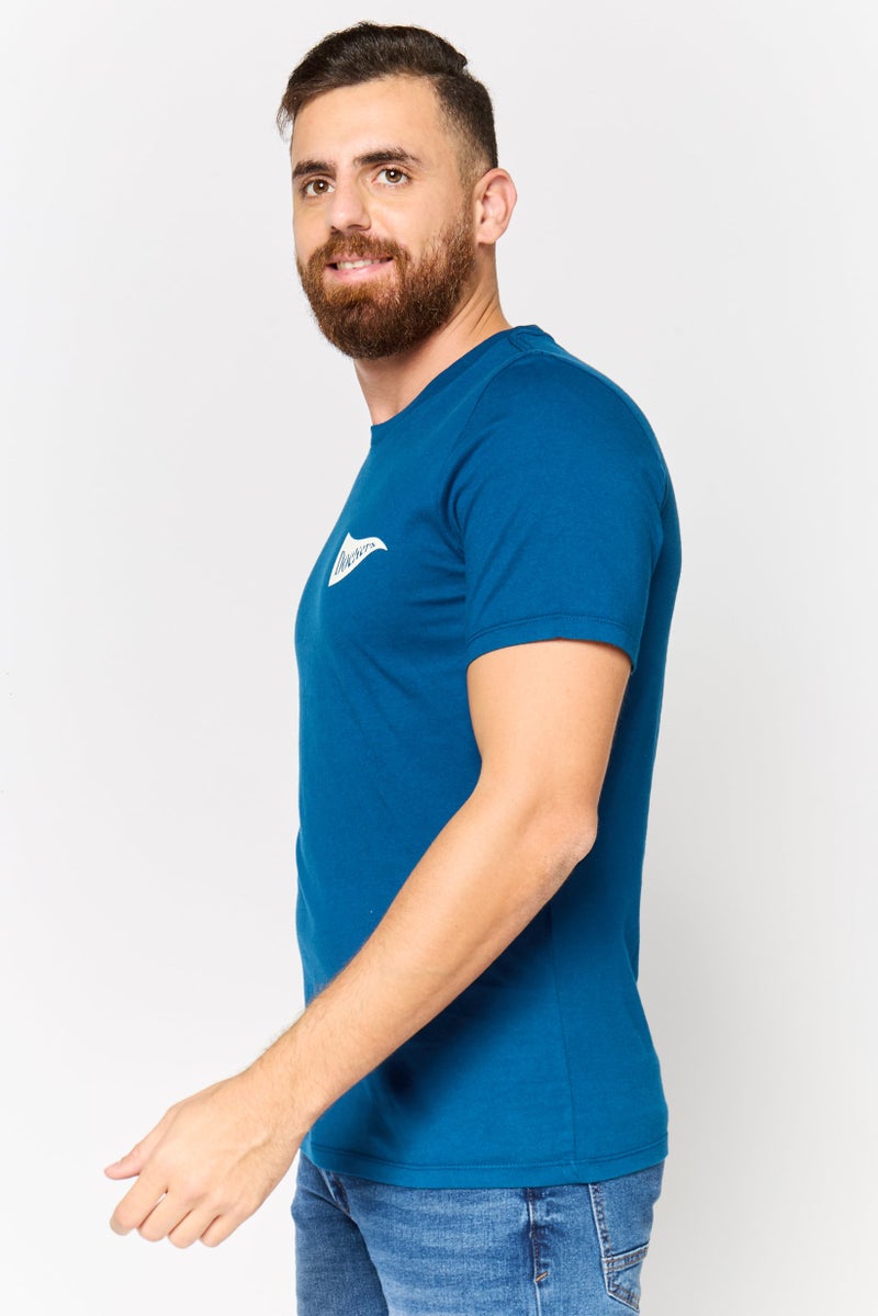DOCKERS Men Round Neck Short Sleeves Brand Logo T-Shirt, Blue - Image 2