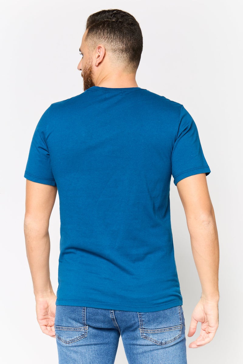 DOCKERS Men Round Neck Short Sleeves Brand Logo T-Shirt, Blue - Image 4