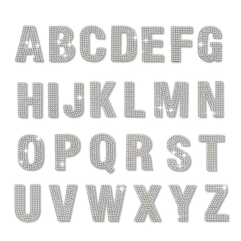 PRATIQUE Glitter Rhinestone Alphabet Letter Stickers 26 Letters SelfAdhesive Stickers for DIY Art and Craft Silver