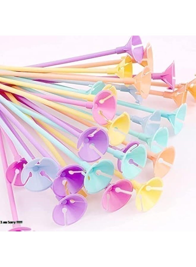 جرين تايجر عبوة من 50 عصا بالونات ملونة مع أكواب - حوامل بلاستيكية متعددة الألوان لتزيين الحفلات - Image 2