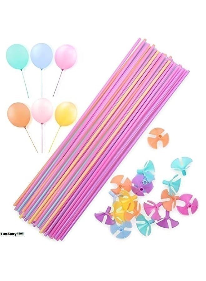 جرين تايجر عبوة من 50 عصا بالونات ملونة مع أكواب - حوامل بلاستيكية متعددة الألوان لتزيين الحفلات - Image 1