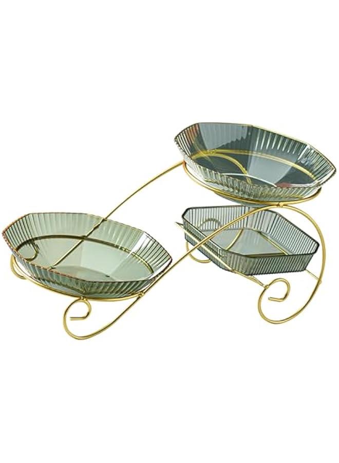 طبق فواكه شفاف، طبق خفيف فاخر للوجبات الخفيفة، صينية تقديم، طبق الفواكه لغرفة المعيشة، طاولة القهوة، منزلي، فواكه مجففة ومكسرات (أخضر) - Image 5