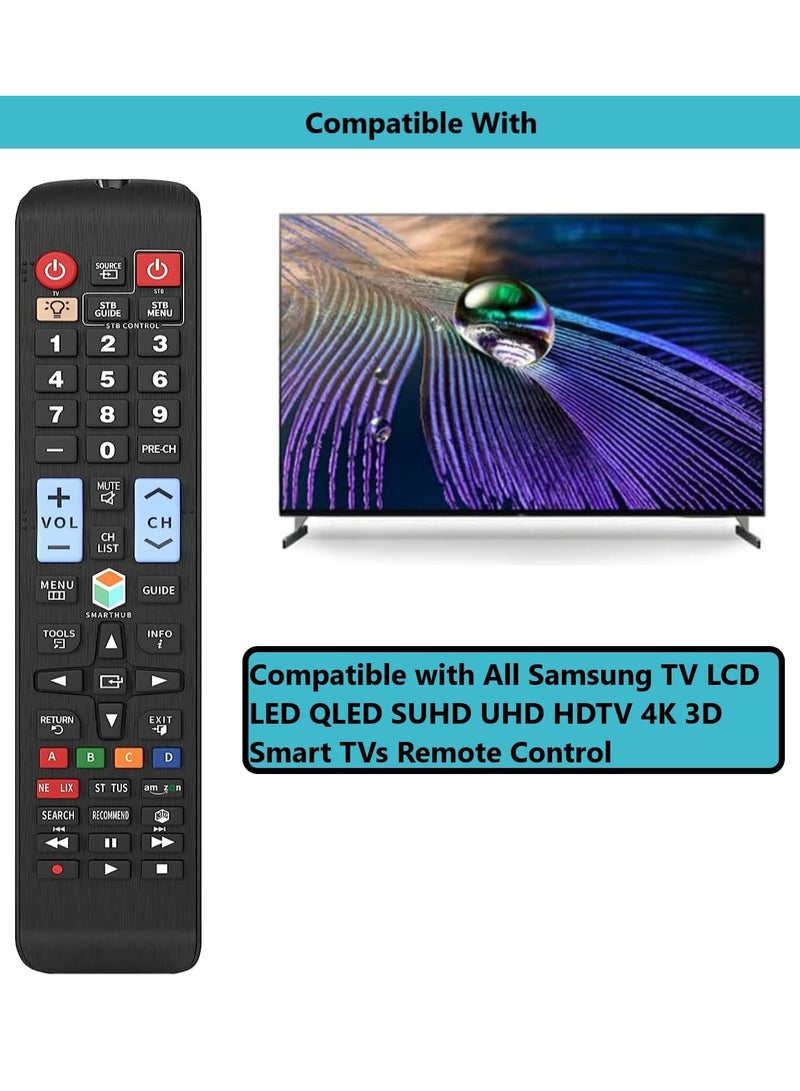 ELTRAZONE Universal Remote Control for All Samsung LCD LED QLED SUHD UHD HDTV Curved Plasma 4K 3D TVs with Netflix Prime Video Buttons Smart Hub Backlight 2pcs with battery - Image 3