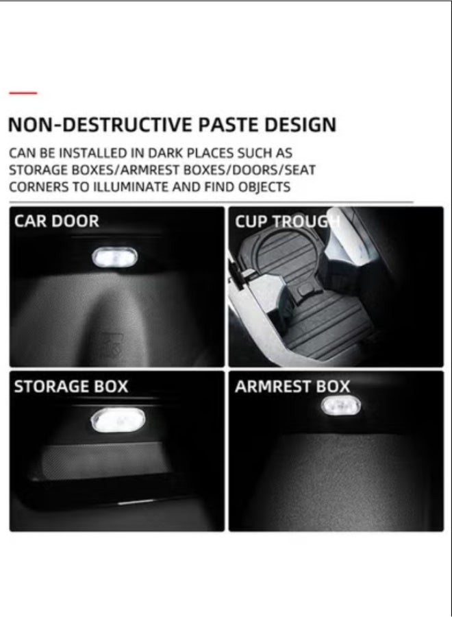 مصابيح LED داخلية لاسلكية للسيارة، مصباح سقف مغناطيسي يعمل باللمس قابل للشحن عبر USB، ضوء قراءة اليد، ضوء الباب للإضاءة الليلية (أبيض) - Image 4