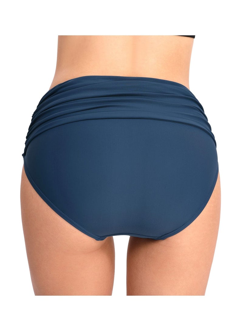 Loquat Solid Color Plunge Bikini Bottom Dark Blue  - Image 2