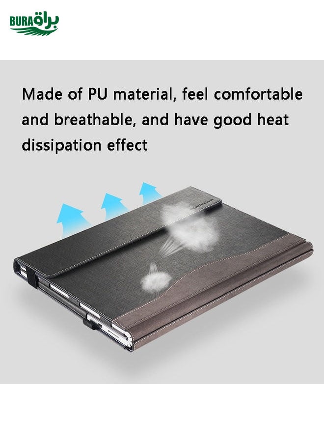 BURAQ PU Leather Laptop Protective Sleeve For Microsoft Surface Book 3 13.5 inches(Business Brown)  - Image 3