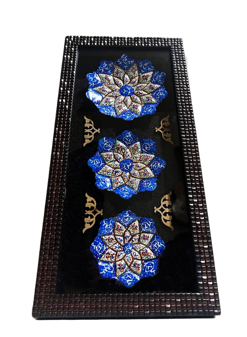 Handmade Wall Plate Hanging Decoration | Enamel Minakari Art | Antique Design with Glass Shield
