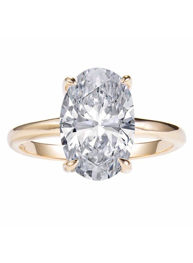 LEMON GRASS 3.5ct Oval Solitaire Engagement Ring Thin Band in Sterling Silver 925 14K Yellow Gold Plating Size 9 - Image 1