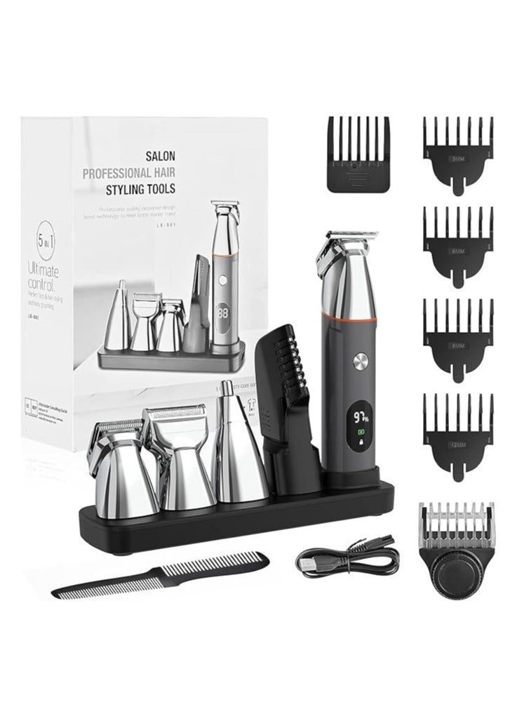 عام ماكينة حلاقة لحية للرجال، مجموعة ماكينة حلاقة كهربائية مقاومة للماء IPX7 مع أدوات لحية، أنف، أذنين، جسم، ماكينة حلاقة لاسلكية، ومقص شعر، هدايا للرجال - Image 1