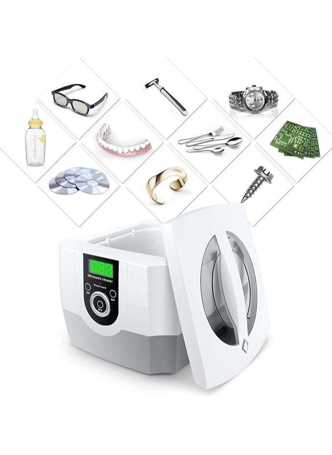 Life Basis - Ultrasonic Cleaner Super Large Capacity 1400ml Jewelry Cleaner with Cleaning Basket Ultrasonic Cleaning Machine for Cleaning Glasses Waterproof Watches Dentures Coins Circuit Board - Image 1