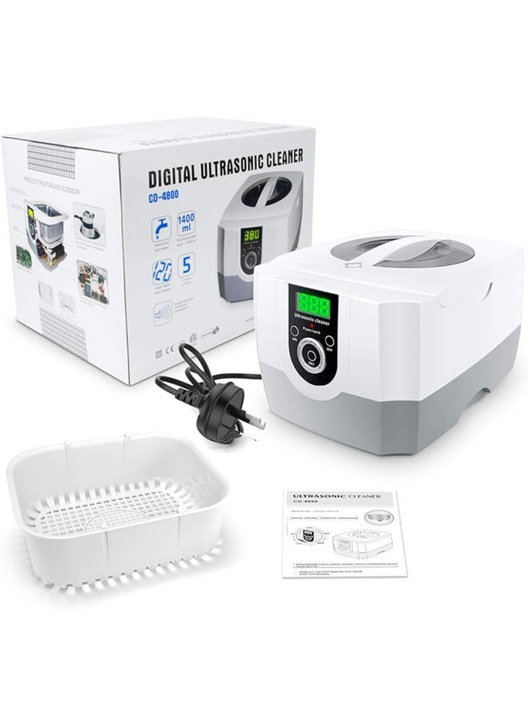 Life Basis - Ultrasonic Cleaner Super Large Capacity 1400ml Jewelry Cleaner with Cleaning Basket Ultrasonic Cleaning Machine for Cleaning Glasses Waterproof Watches Dentures Coins Circuit Board - Image 1