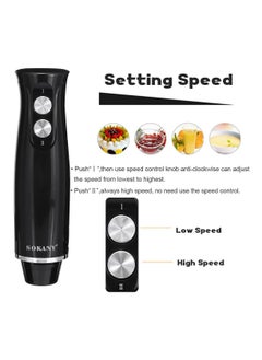 sokany Hand Blender With Chopper And Whisk 4-in-1 1000ml 500 W WK-1710-4 Hand Blender With Chopper And Whisk 4-in-1 1000ml 500 W WK-1710-4 Black/ClearBlack/Clear  - Image 2