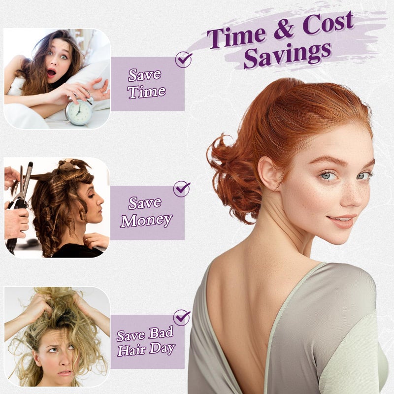 BARSDAR Copper Red Ponytail Extension - 10 Inch Short Wavy Drawstring Ponytail Hair Extensions for Women - Synthetic Comb Clip in Ponytail Hairpieces Fake Pony Tails - Copper Red - Image 4