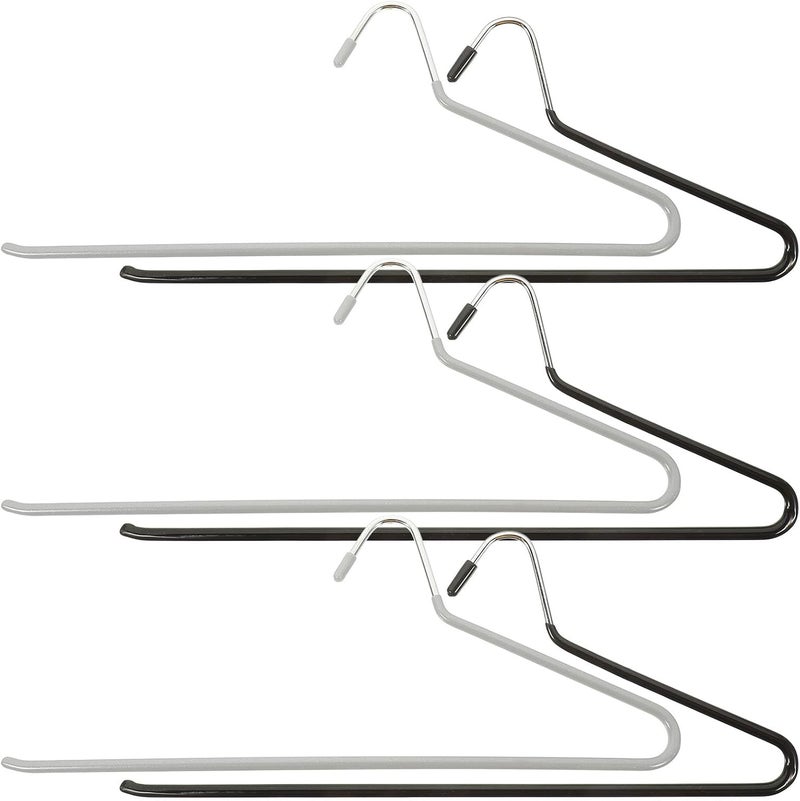 Garneck 6pcs Multipurpose Pants Hangers Metal Coated Non-Slip Trousers and Scarves Organizer for Closet Storage, Space-Saving Household Wardrobe Rack with Open-Ended Flat Hooks in Black - Image 1