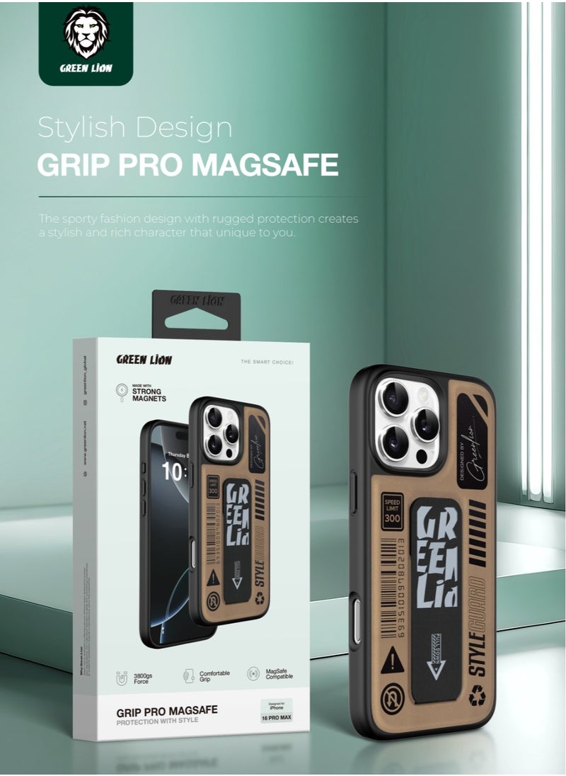 GREEN LION - iPhone 16 Pro Grip Pro Magsafe Case / Grip and Stand / Shock Absorption / Comfortable Grip /Strong Magnets / Anti Scratch / Stylish Back Cover - Desert Titanium - Image 1