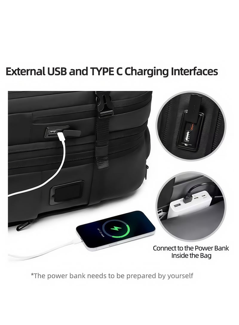 Skycare 2-in-1 Rolling Backpack with Built-in Vacuum Compression, USB-C Charging, Carry on Backpacks- Expandable 25L to 60L Luggage for for Short Trip and Business - Image 5