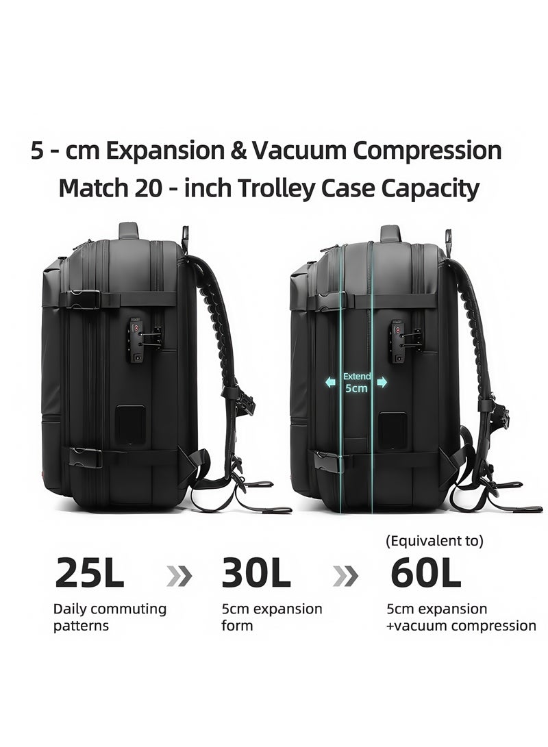Skycare 2-in-1 Rolling Backpack with Built-in Vacuum Compression, USB-C Charging, Carry on Backpacks- Expandable 25L to 60L Luggage for for Short Trip and Business - Image 2